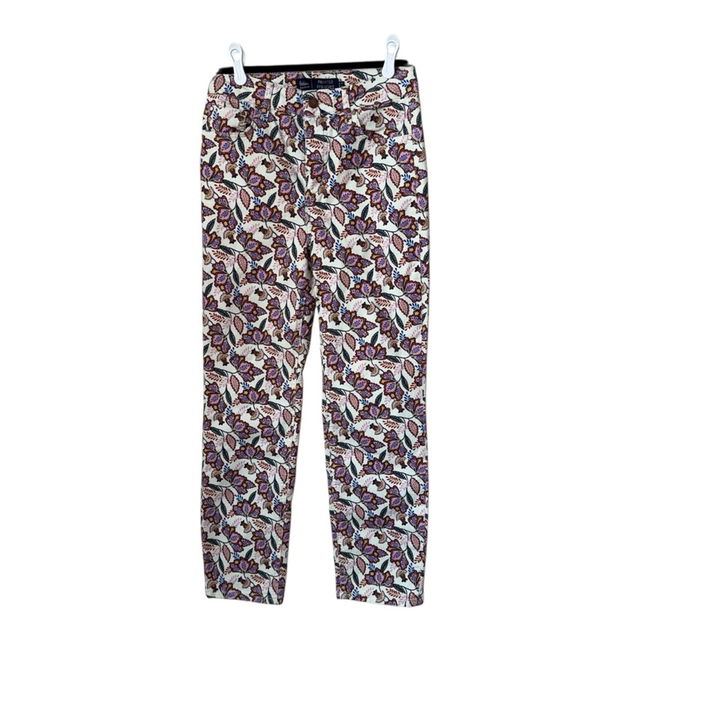 Boden Denim Floral Printed Straight Leg High-Rise Jeans Size 6